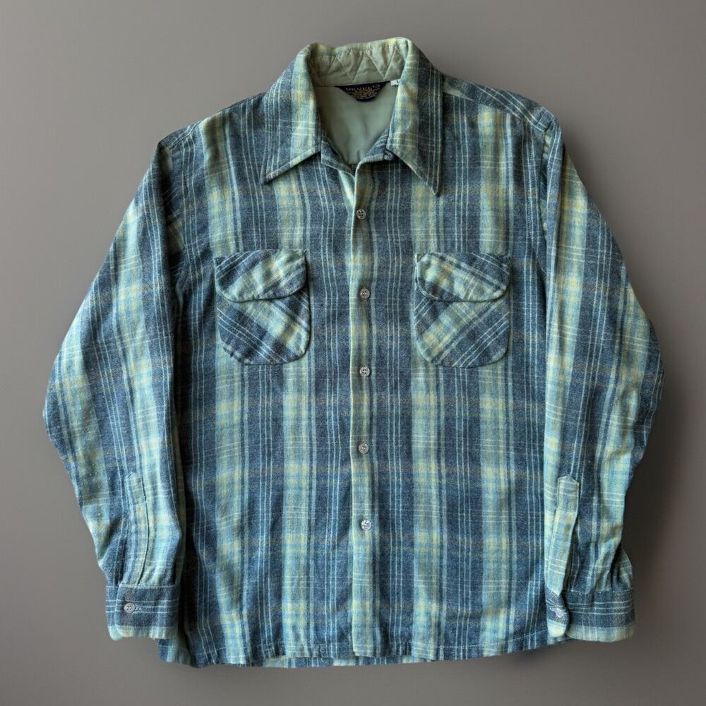Vintage Grodins Wool Shirt L Multicolor 80s Made in USA Heavy Outerwear